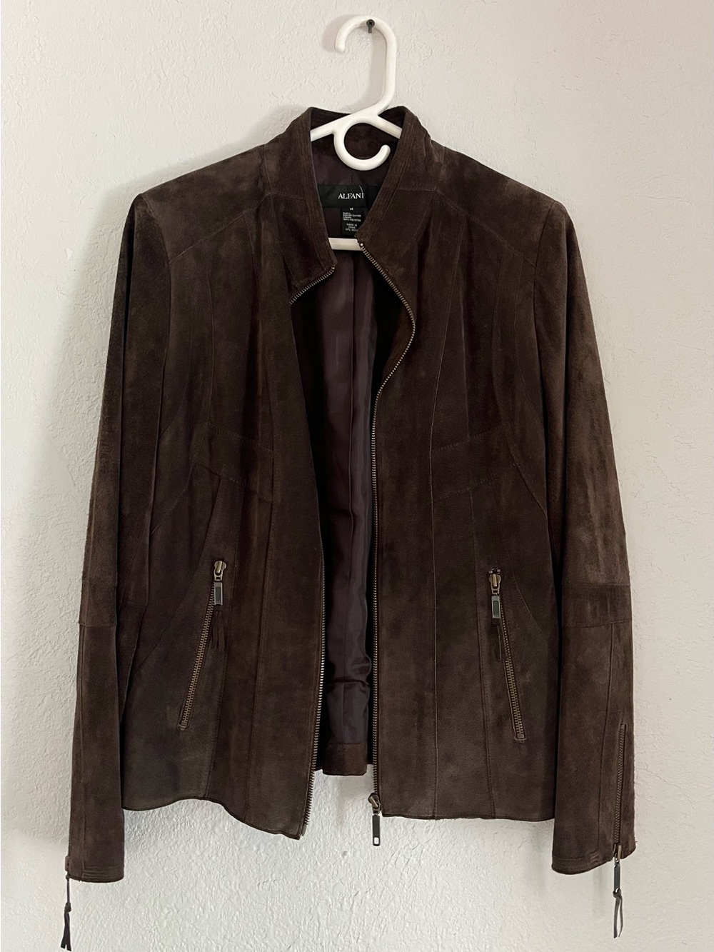 Alfani Brown Suede Zip Jacket